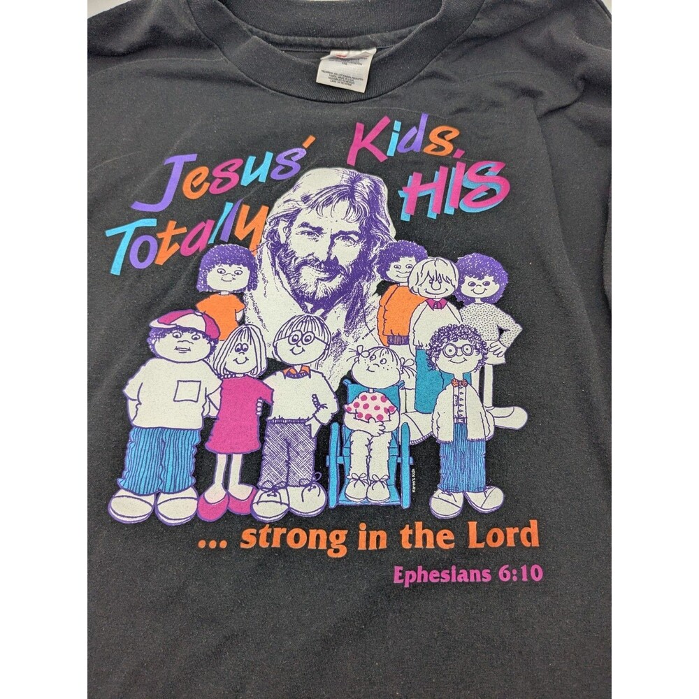 Vtg 90s Jesus Kids Totally His Shirt Hanes Heavyweight 50/50 Single Stitch 2XL